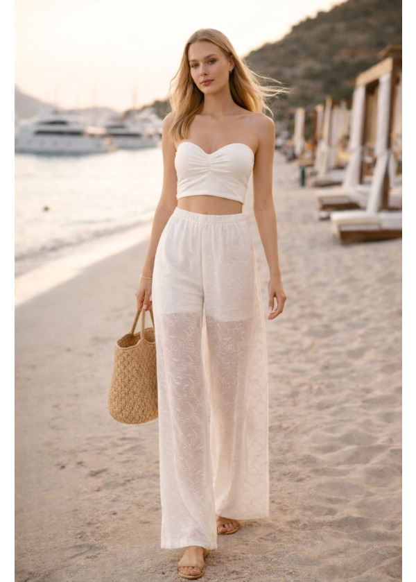 Brode Pantolon İşlemeli Belden Bağlama