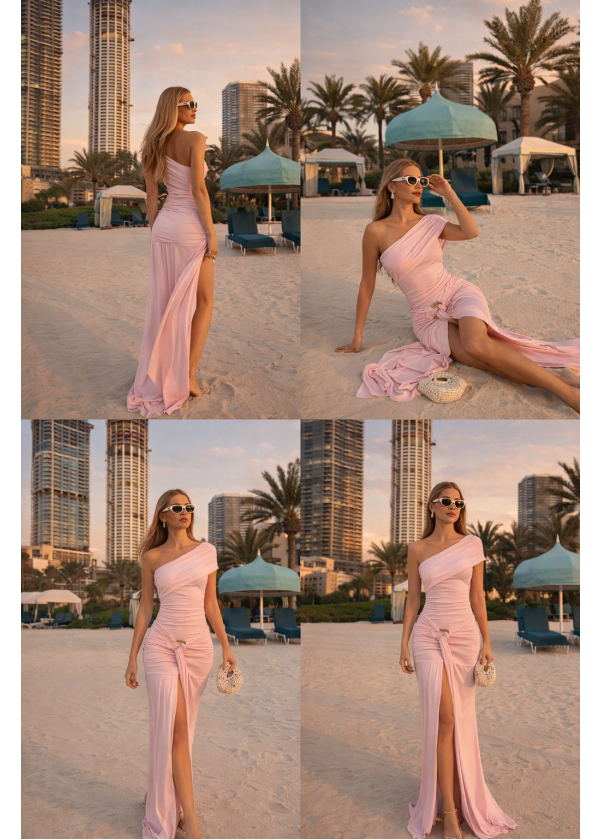 Dubai Pembe Elbise Bağlamalı